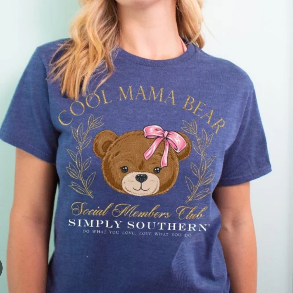 NEW-Simply Southern Navy Tee Cool Mama Bear- do what you love, love what you do